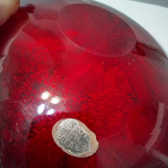 Vintage MCM Murano Red Glass Ashtray, AVEM Italy Tutti Frutti Dish, Italian Art - Picture 3 of 11